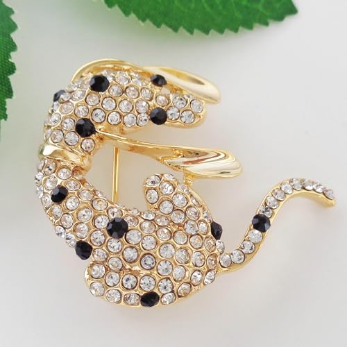 Image of Navachi 18k Gold Plated Crystal Dachshunds Dog Brooch Pin
