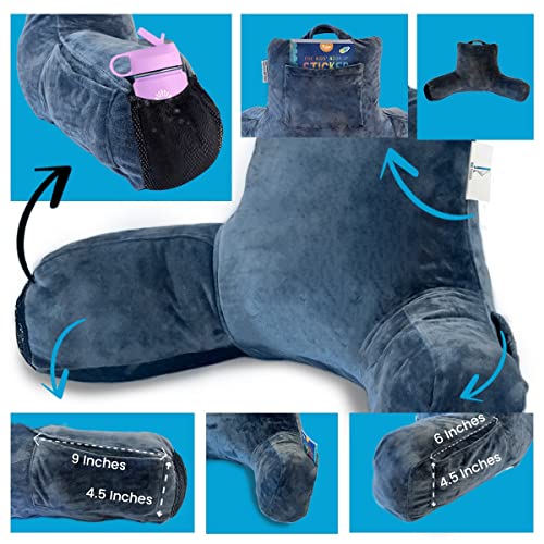 Ice Fusion Kids Reading Pillow Bolster Lounge Floor Bed Cushion Chair Rest Back Support With Arms For Gaming Sitting Up Tv Posture Corrector With Storage Pockets And Removable Washable Cover… #TOP3