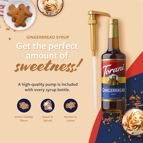 Image of Torani Coffee Syrup, Gingerbread Flavoring for Drinks, Pump Included, 25.4 Fl Oz
