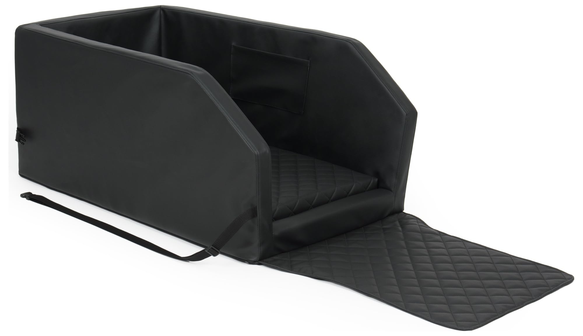 Autohundebett Hunde-Autositz Hundebett f. Rückbank Hundesitz Anschnallgurt 55x70 (Farbe: schwarz)