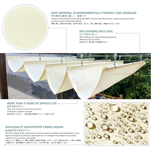 Voile d'ombrage rétractable en U imperméable terrasse pavillon 1,8x8m