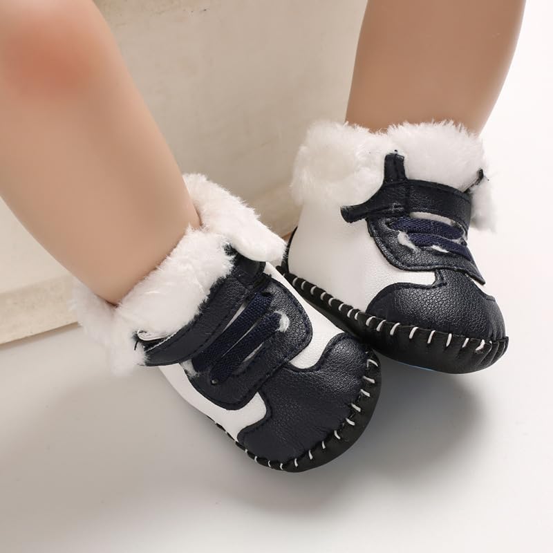 Baby Boys Soft Sole High Top Ankle Pu Leather Sneakers, Sport Newborn Infant First Walkers Winter Shoes4