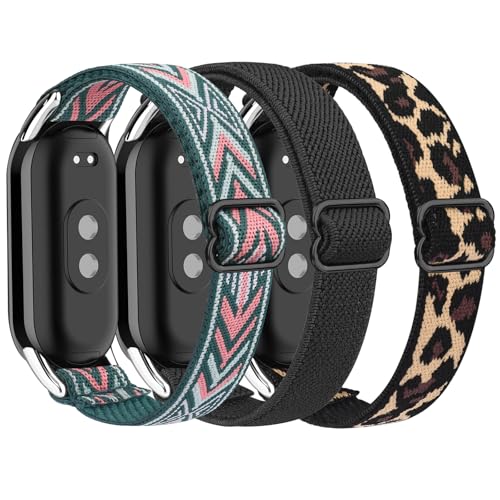 Tobfit Bracelet pour Xiaomi Mi Band 10/9 / 8 Femme Homme, Lot de 3 Bracelets Sport Élastiques de Remplacement pour Xiaomi Smart Band 8/9/10 Bracelet de Montre...