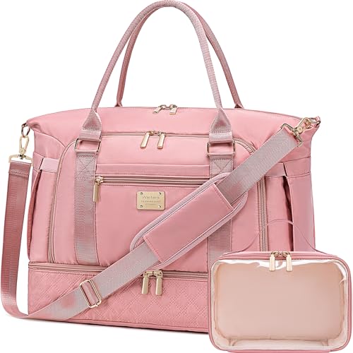 Weitars Bolsa de Ginástica para Mulheres, Bolsa de Viagem para Mulheres, Bolsa de Fim de Semana com Compartimento para Sapatos, Bolsa para Pernoite com Bolso Molhado, Bagagem de Mão para Aviões com Bo