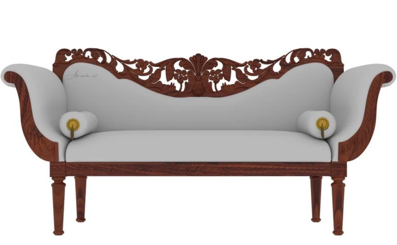 Victorian Style Chaise Lounge, Tufted Cream Upholstery, Mahogany Wood Frame, Classic Living Room Furniture (Light Grey)-image-45