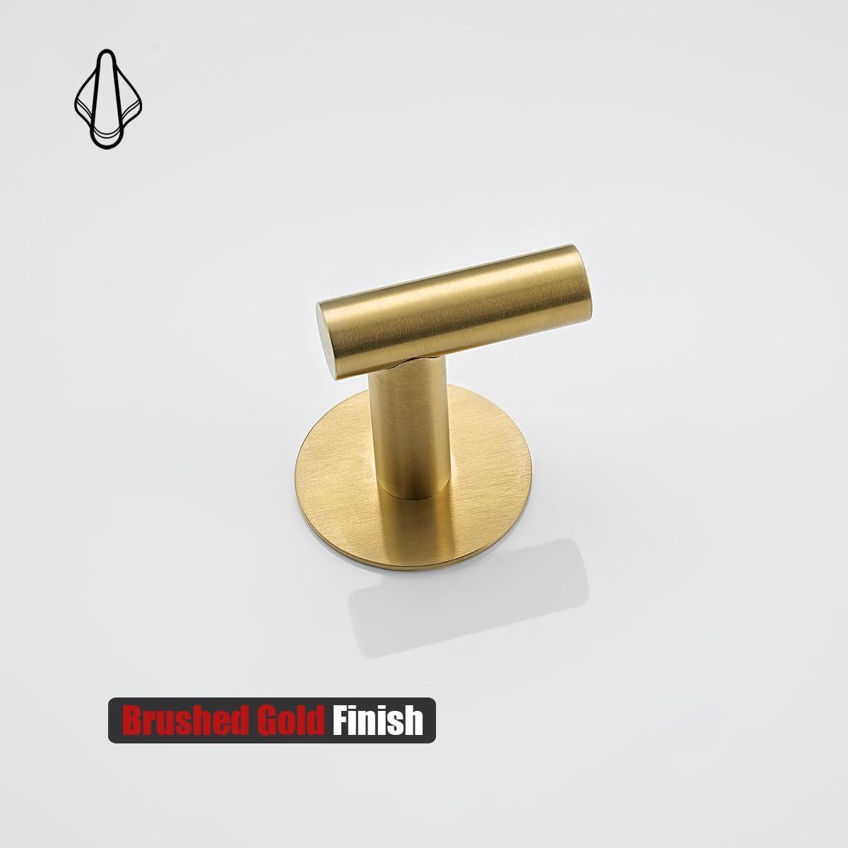 JQK Self Adhesive Towel Hook Gold, No Drill Stick on Coat Robe Clothes Wall Hook for Bathroom Kitchen Garage 2 Pack, 304 Stainless Steel Brushed Gold, ATH110-BG-P2