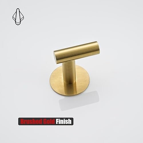 Miniatura 7 de JQK ATH110-BG-P2 - Gancho de pared autoadhesivo para toallas, color dorado, sin taladro, para baño, cocina, garaje, paquete de 2 unidades, acero