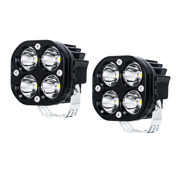 WELLIT Phare de Travail LED 2x40W 3'' Projecteur LED 12V 24V Jaune Carré Extra Spot Feux Antibrouillard Offroad pour Voiture Tracteur Moto Feux de Pêche...