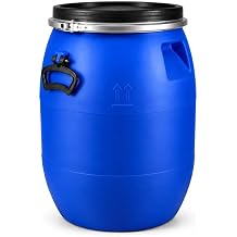 Heavy Duty Food Grade Storage Barrel with Lid, Blue Plastic Water Drum for Fermentation Shipping Sealed Container, Rain Barrels Alternative | 60L