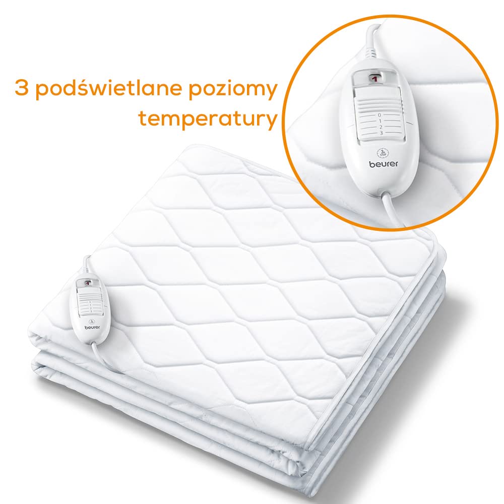 Beurer UB 64 Podkładka napinająco-ciepła, z 3 ustawieniami temperatury, rozmiar uniwersalny dla 90 x 200 cm lub 100 x 200 cm