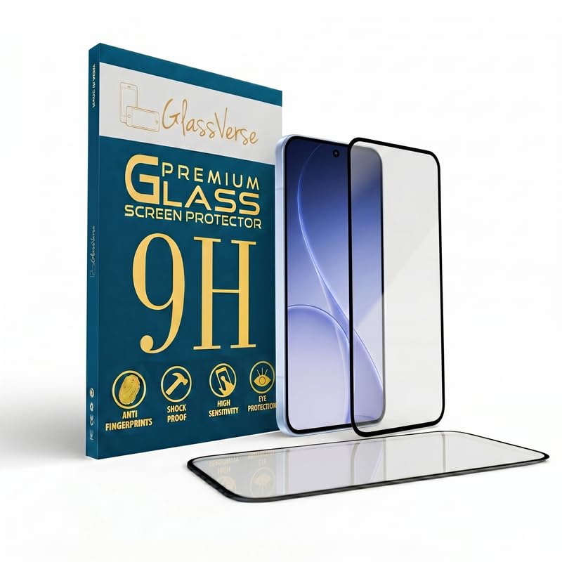 Image of GlassVerse PureView Tempered Glass for Oppo Reno 15c 5G | Crystal Clear, 9H Hardness Screen Protector, Edge to Edge, Case Friendly, Hassle-less Installation Kit Included. (Pack of 1)