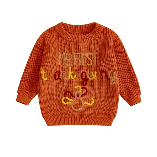 My First Thanksgiving Baby Outfit Infant Girl Boy Long Sleeve Knit Thanksgiving Sweater Fall Winter Clothes