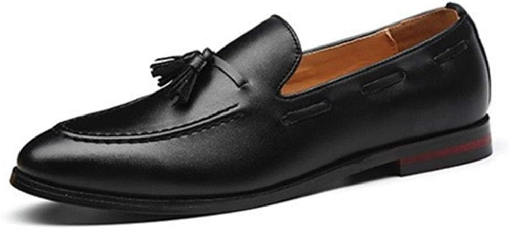 TMYQMFashion Casual Shoes Men's Casual Shoes Solid Color Pointed Non-slip PU Leather Flat Bottom (Color : Black, Size : 48 EU)