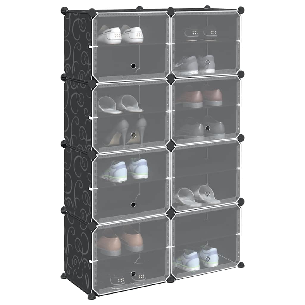 Estantería Cubos 8 Compartimentos PP Negro | Ligero, Resistente al Agua, Fácil de Limpiar, Montaje Rápido, Ideal para Ropa, Zapatos y Libros
