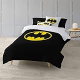 BELUM,Housse de couette Batman,Modèle Dark Night,Housse de couette avec boutons,Housse de couette 100 % coton,Housse de couette de qualité supérieure,Housse de couette (lit de 90 (155x220 cm).