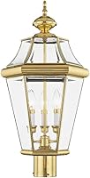 Vista 5 de Livex Lighting 2364-91 Georgetown - Farol de poste para exteriores, 3 luces, níquel cepillado