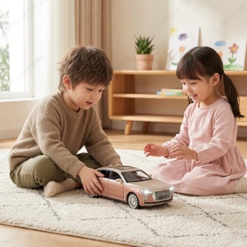 Image of 1:24 Hongqi H9 Diecast Metal Toy Car - Large Size Luxury Sedan Model Car, Realistic Toy Car for Kids & Collectors with Openable Doors [Random Color] [Pack of 1]