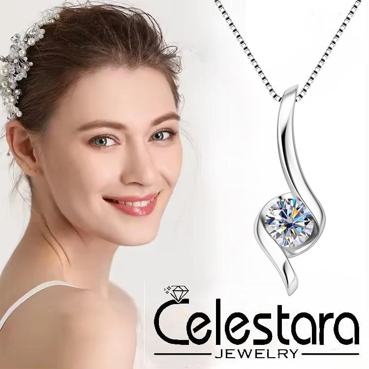 Exquisite Moissanite & 925 Sterling Silver Jewelry Set: Trendy European Design with Pendant (1 Carat, 1/4-inch, 6.5mm) and Earrings (Each: 0.5 Carat, 3/16-inch, 5mm) – Elegant Leather Gift Box Included2