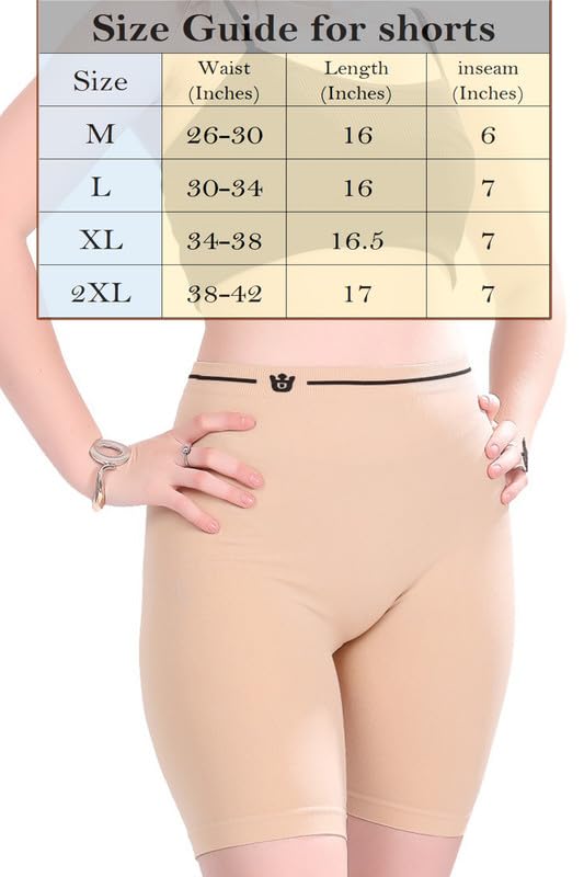Image of Under Skirt Shorts for Women & Girls Under Dress Shorts High Waist Stretchable Skin Fit Shorties Tights for Women & Girls Cycling Shorts for Women Shorts Biker Bicycle Shorts
