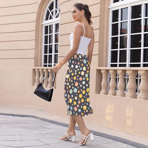 Womens Trendy Elastic Midi Half Skirt Work Split Skirt4