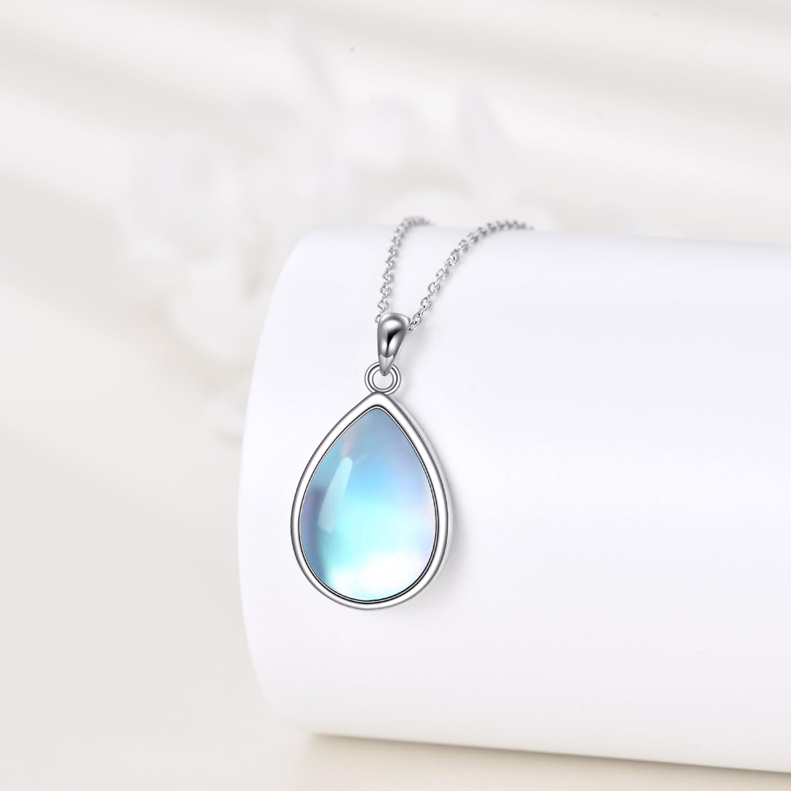 POPLYKE Larimar/Mondstein/Labradorit/Opal/Onyx/Lapis Lazuli/Türkis/Malachit Halskette für Frauen Sterling Silber Teardrop Schmuck Natürliche Anhänger Geschenke