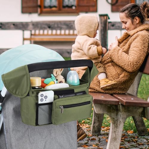 image for Accmor Universal Stroller Organizer with Insulated Cup Holder Detachab