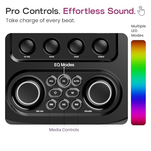 Image of GOBOULT Partybox X200 with Dynamic RGB LED Panel, 160Watt, Upto 7 Hrs Playtime, Bluetooth Speaker, Karaoke Mic Input, Portable Speaker, Pro Control Panel, USB, TF Card, AUX Compatible