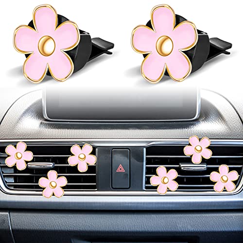 Image of Frienda 6 Pcs Daisy Flower Air Vent Clip Accessories Air Conditioning Outlet Clip Car Air Freshener Dashboard Accessories Charm Car Inter Decor(3 cm, 3.3 cm,Pink)