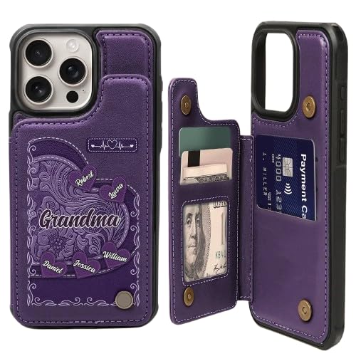 Grandma's Mom's Little Sweethearts - Personalized Leather Flip Wallet Phone