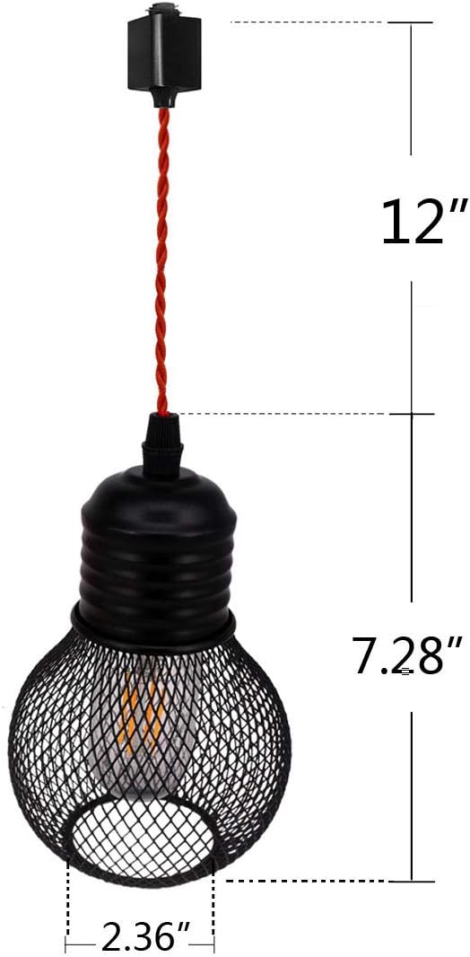 Kiven Halo Type Track Pendant Lighting with Fabric Flex Cable and Mesh Cage Hanging Lamp Shade Ceiling Lamp Chandeliers Track Pendant Lights Set E26