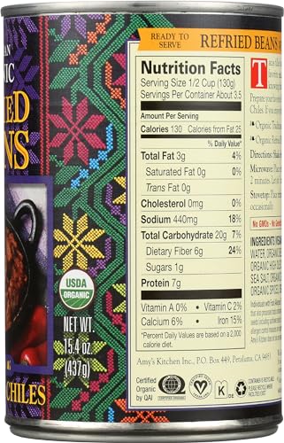 Image of Amys, Beans Refried With Green Chiles Organic, 15.4 Ounce