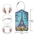 2 Pack Luggage Tags Oil Painting Eiffel Tower Paris Spring Flowers Suitcase Leather Privacy Cover Id Label with Stainless Steel Loop for Women Men Travel