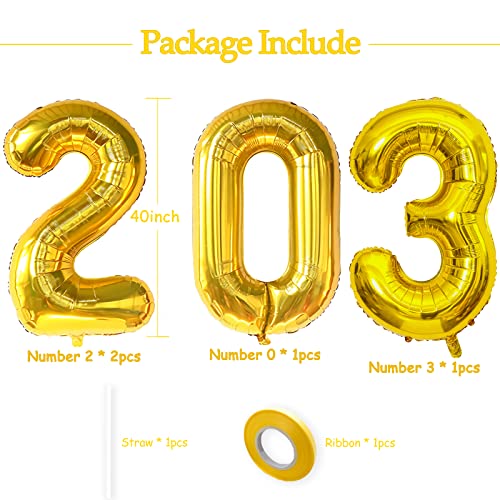 Weika 2023 Balloons 40 Inch Gold Number, Big Size Digit Foil Mylar Helium Balloon For Graduation Party Decorations 2023 Banner New Year Eve Party Supplies #TOP3