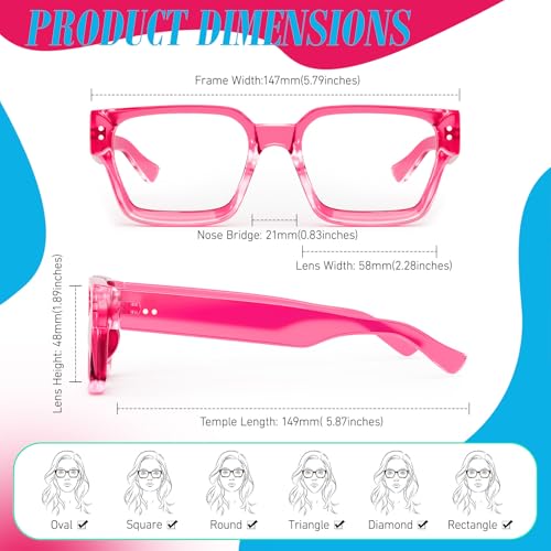 Image of Sunier Oversized Thick Square Fake Clear Lens Glasses Women Men 100% UV400