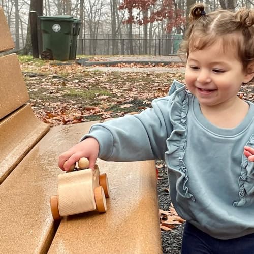Image of My Felt Story Wooden Peg Doll Car | 6 Seat Passenger Play Vehicle Gift for Toddlers | Montessori Preschool Natural Wood Toy