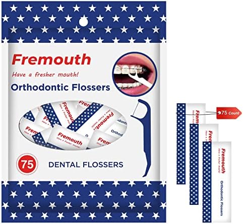 Fremouth Individually Wrapped Orthodontic Flossers for Braces - Ortho Dental Floss Picks, 75 Count (Pack of 1)