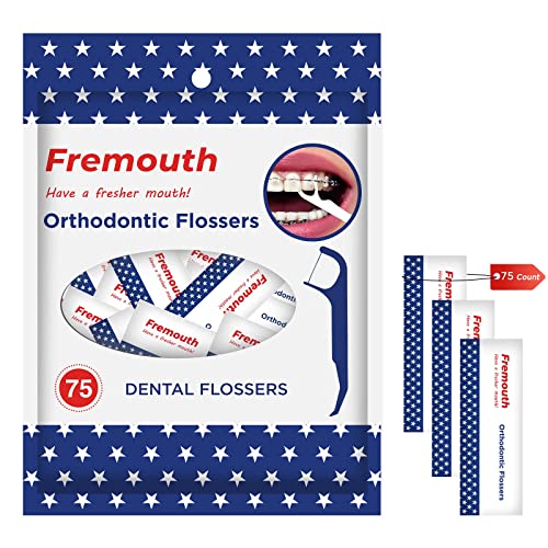 Fremouth Individually Wrapped Orthodontic Flossers for Braces - Ortho Dental Floss Picks, 75 Count (Pack of 1)