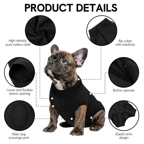 Image of SAWMONG Recovery Suit for Dogs Female Male, Breathable Dog Onesie After Surgery Spay Neuter, Professional Dog Surgical Suit, Substitute Pet E-Collar Cone, Black, XXX-Large