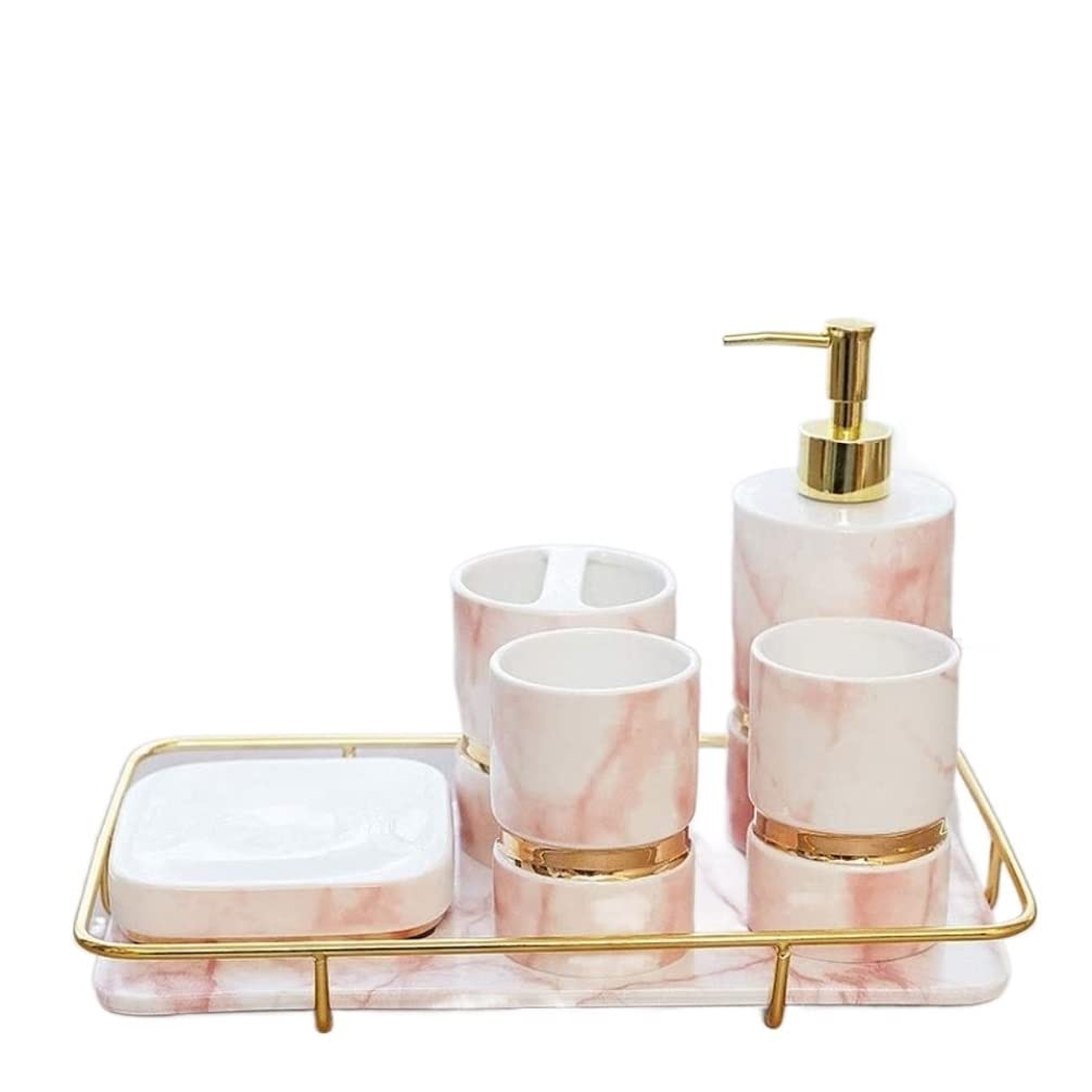 WHOLE HOUSEWARES Set di accessori da bagno | Set di accessori da bagno decorativi in vetro da 5 pezzi | dispenser di sapone, vassoio, barattolo, portaspazzolino | idea regalo | elegante mosaico