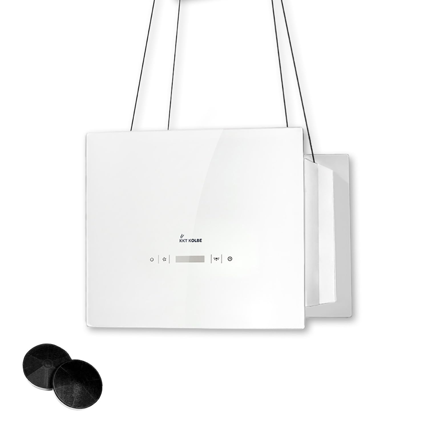 KKT KOLBE Campana extractora de isla 40 cm | acero inoxidable y cristal blanco | control SensorTouch | iluminación LED | 4 niveles de potencia | recirculación | BOX400W