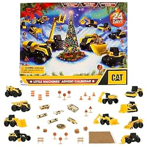 CAT Construction Toys, Little Machines Advent Calendar – Kids Toys for Ages 3 and Up – 24 Piece Set with 10 Little Machines Vehicles & Magic Insta-Dirt!