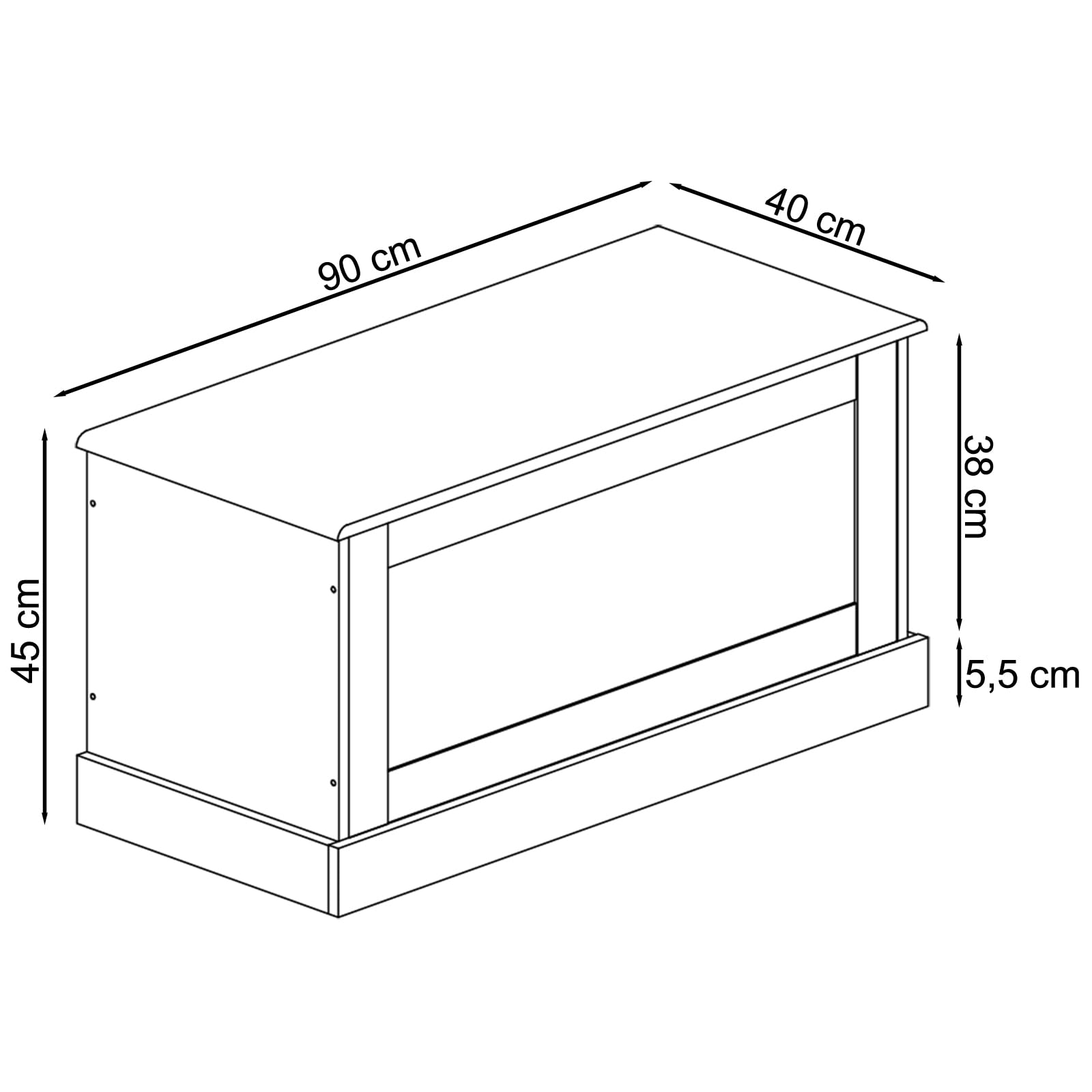 Binz Truhe in Grauer Eicheoptik aus FSC-zertifiziertem Holzwerkstoff im Landhausstil, 90 x 40 x 45 cm