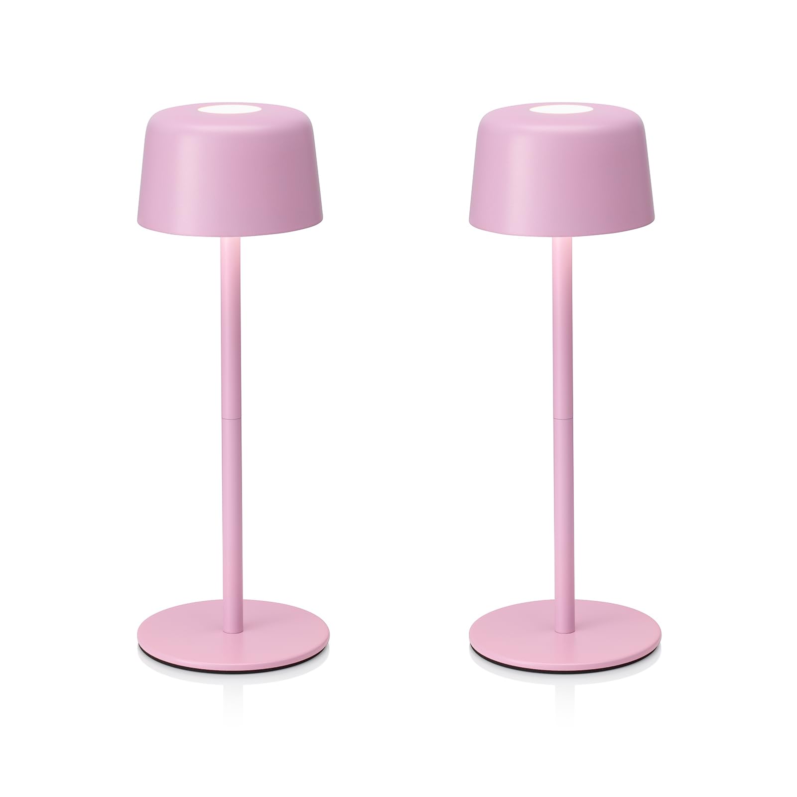 Auraglow Pink Rechargeable Table Lamp - Portable Cordless Battery Powered Touch Lamp With 3 Brightness Levels, Dimmable Led For Bedroom, Desk, Living Room, Hallway, Lounge, Garden & Patio (, 2 Pack)