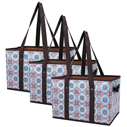 Foraineam Reusable Grocery Bags Set Durable Heavy Duty Tote Bag Collapsible Grocery Shopping Box Bag With Reinforced Bottom, Pack Of 3 #TOP7