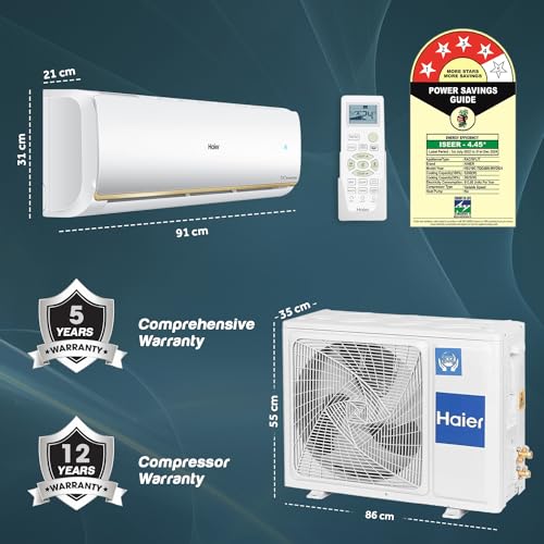 Image of Haier 1.5 Ton 4 Star Triple Inverter Split AC (Copper, 7 in 1 Convertible, Anti Bacterial Filter, Cools at 60C Temp, 20 Mtrs Air Throw - HSU18C-TQG4BN-INV,White)
