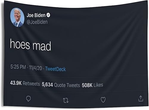 Miniatura 1 de Hoes Mad - Tapiz de pared de Joe Biden Twitter Tweet (36 x 26)