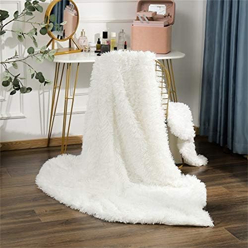 N / A Blanket Faux Fur Throw Fleece 200 * 230cm Soft Blanket Elegant Fluffy Throws Blankets Suitable for Bed or Sofa(White)