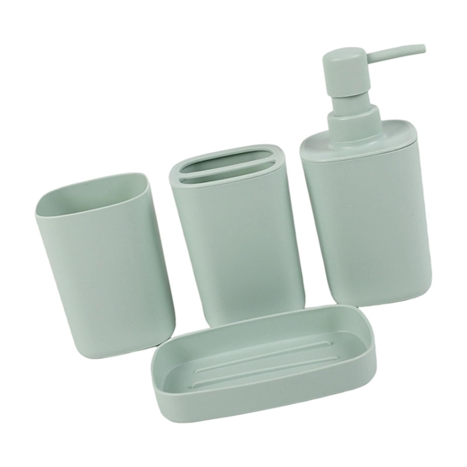 4pc Bathroom Press Type Lotion Dispenser Toothbrush Rack Square Cup Space Saving Solution Bathroom Storage Set