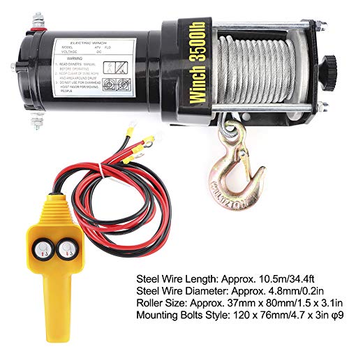 Winche eléctrico 3500 lbs 12V motor cobre puro miniatura 7