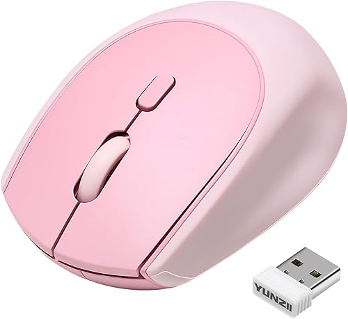 YUNZII C2 - Mouse inalámbrico para juegos, 2.4 GHz, lindo mouse inalámbrico de silicona sin ruido, clics silenciosos, 3 DPI ajustables, seguimiento